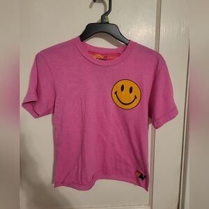 Aviator Nation Crop Top Size XS Hot Pink Short Sleeve